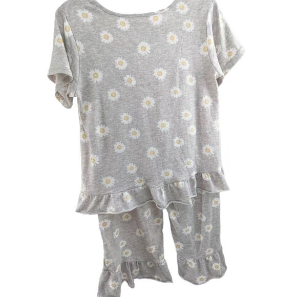 PJ Couture Women Two Piece Daisy Print Pajama Set Gray Size Large - Picture 2 of 16